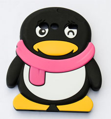 黑色企鹅硅胶手机套